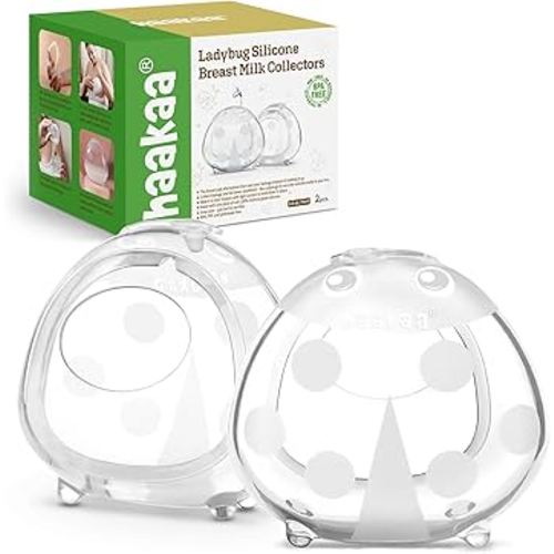 Haakaa Ladybug Breast Milk Collector - Reusable Breast Shields, Wearable Silicone Milk Catcher for Breastfeeding Moms, Protects & Soothes Sore Nipples, 75ml(2pcs)