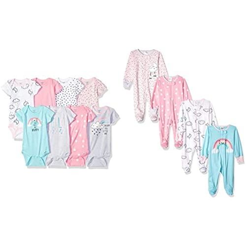Gerber 8-pack Short Sleeve Onesies and 4-Pack Sleep 'N Play Clothing Bundle