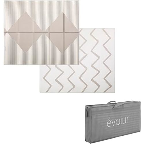 Evolur CozyCush Reversible Non-Toxic Baby Kids Playmat || Foldable Large Thick Foam Crawling Playmats for Toddlers|Waterproof Portable Playmat for Babies | Yoga/Picnic/Game Mat|Indoor/Outdoor