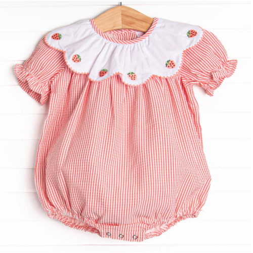 Strawberry Jam Stripes Embroidered Bubble, Red – Stitchy Fish