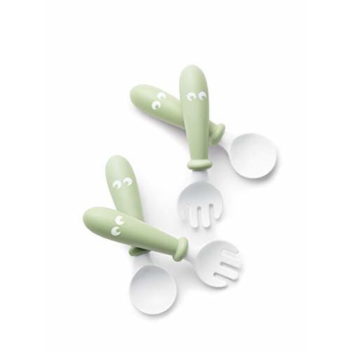 BabyBjörn Baby Spoon and Fork, 4 pcs, Powder Green