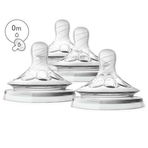 Philips Avent Natural Baby Bottle, First Flow Nipple, 4-Pack SCF657/43, BPA Free