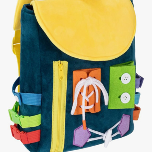 Amazon.com: Busy Board - Toddler Backpack with Buckles and Learning Activity Toys - Develop Fine Motor Skills and Basic Life Skills - Learn to Tie Shoes - Children's Travel Toy : Toys & Games