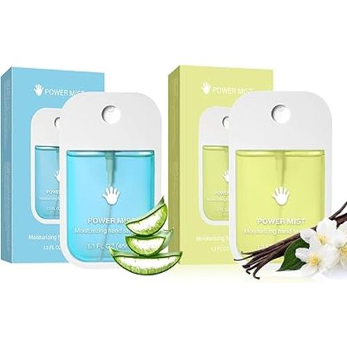 Power Mist Hydrating Hand Sanitizer, Power Mist Hydrating Spray for Hand, Hand Sanitizer Spray, Travel Size (2pcs - Blue & Green)