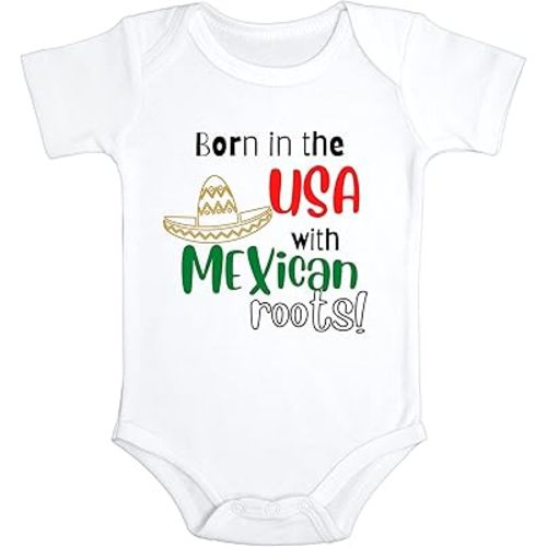 Born in the USA with Mexican Roots Baby Bodysuit | Mexican Proud Baby Gift
