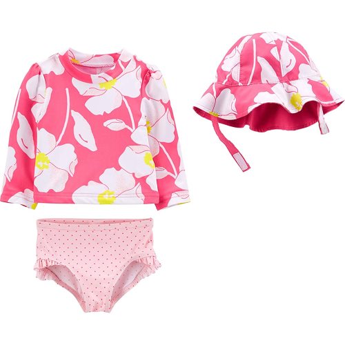 Simple Joys by Carter's Baby Girls' 3-Piece Rashguard, Bottoms, and Hat Set