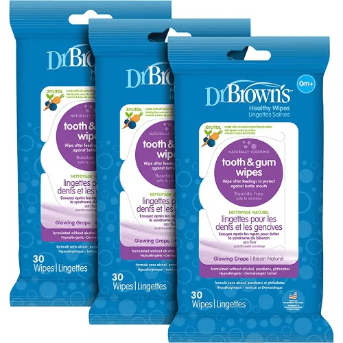 Dr. Brown's Tooth and Gum Wipes, 30 Count, 3-Pack