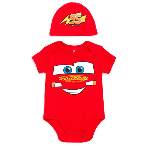 Disney Cars Lightning McQueen Cosplay Bodysuit and Hat Set Logo Newborn to Infant