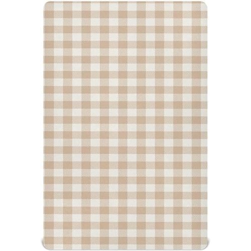 Gingham Beige White Vichy Boys Girls Bassinet Sheets Baby Cribs Sheets Play Sheets Playard Sheet Toddler Stretchy Bed Sheet for Baby Kids Halloween M