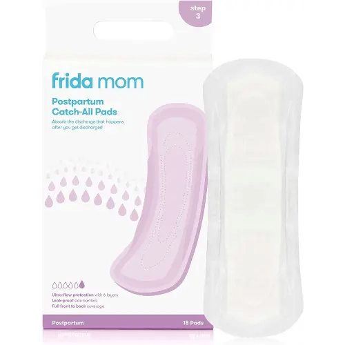 Frida Mom Postpartum Catch-All Feminine Pads for Maximum Absorbancy,  Disposable Postpartum Underwear Alternative for Women, 18 Count