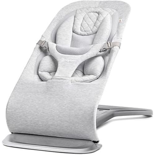 Ergobaby Evolve 3-in-1 Bouncer, Adjustable Multi Position Baby Bouncer Seat, Fits Newborn to Toddler, Parents Best for Baby Award Winner, Light Grey