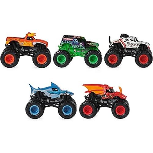 Monster Jam, Official Pit Party 5-Pack of 1:64 Scale Monster Trucks, Kids Toys for Boys and Girls Ages 3 and Up