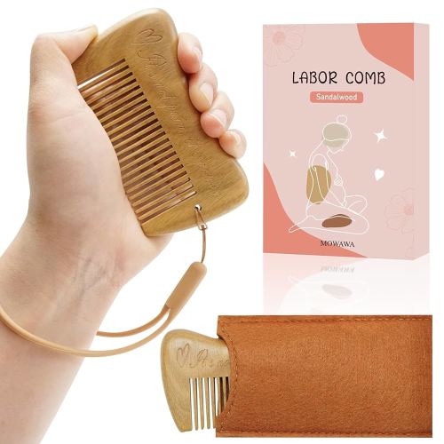 Sandalwood Birthing Comb For Labor Pain Relief & Delivery - Labour Gifts with Birth Affirmation For Women- Wood Comb For Pregnancy Contraction