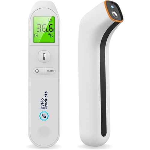 ByFloProducts, Thermometer Adult and Baby, Forehead Digital Thermometer, Infrared Thermometer, Memory and Fever Alarm, Easy to Use, 1 Second Reading Temperature, Proudly Canadian Busines