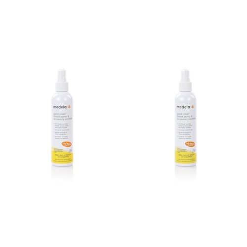 Medela Quick Clean Breast Pump and Accessory Sanitizer Spray Safe No Rinse Breastpump Sterilizer Eliminates 99.9 of Common Bacteria and Germs 8 Fluid Ounces, Clear (Pack of 2) - 8 Fl Oz (Pack of 2)