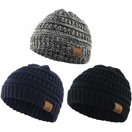 Zando Baby Beanies Infant Toddler Winter Hat Soft Warm Knit Hats Caps for Boys - Black, Black White, Navy