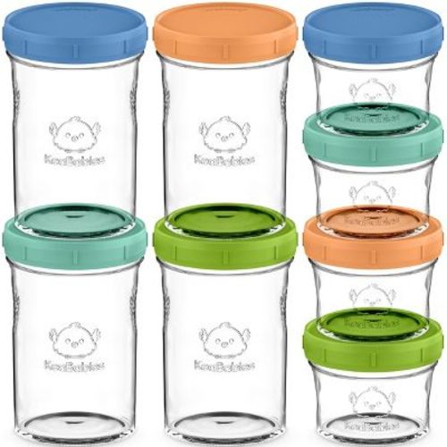 8pk Prep Baby Food Storage Containers, Leak-Proof, BPA Free Glass Baby Food Jars for Feeding (Kea)