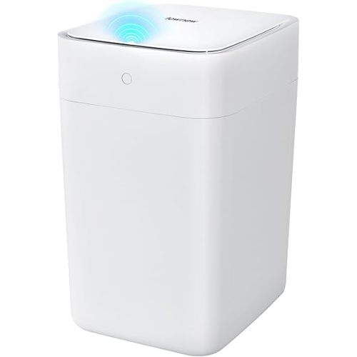 TOWNEW T1S Automatic Trash Can, 4.1 Gallon Rechargeable Touchless Motion Sensor Trash Can, Self-Sealing and Self-Changing Smart Garbage Can with Lid for Kitchen Bathroom Bedroom Office (White)
