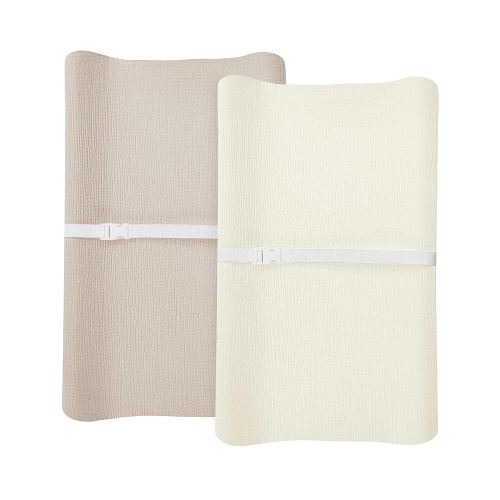 Changing Pad Cover for Baby Boy Girl 2 Pack, Muslin Changing Table Pad Covers with Boho Style, Neutral Nursery Bedding Essentials Soft and Breathable(Beige & Cream)