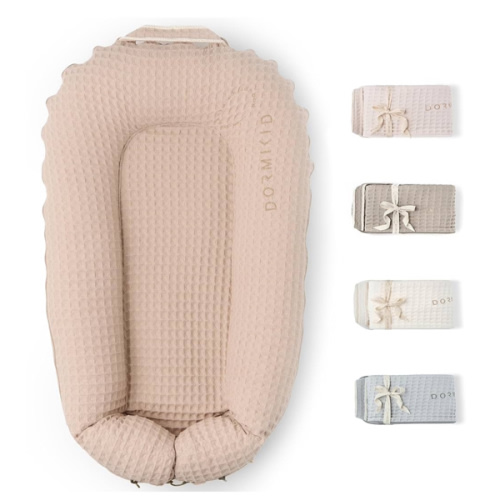 Organic Cover Deluxe+ for Docks • 100% Cotton Premium Quality Oeko-TEX Standard • Pure Breathable Replacement Soft Cover with Embroidery • Deluxe Plus • Cover Only • (Poudre waffle)