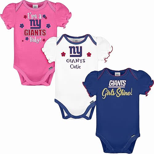 Gerber NFL baby-girls Nfl Team 3 Pack Short Sleeve Onesie Bodysuit