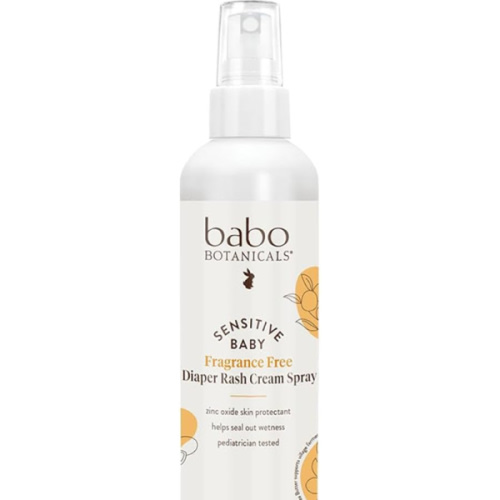 Babo Botanicals Sensitive Baby Fragrance-Free Diaper Rash Cream Spray - No touch, mess-free application - 14.9% Zinc Oxide - Shea Butter, Olive Oil & Aloe Vera - For Babies – 3fl.oz.