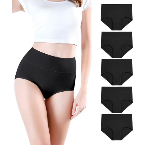 DONSON Women Underwear Cotton High Waist Underwear for Women Full Coverage  Soft Comfortable Briefs Panty Multipack Pack of 3(26 Till 30) Assorted