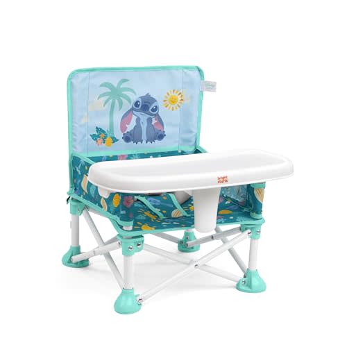 Bright Starts Disney Stitch Pop 'N Sit Portable Booster, Indoor/Outdoor Use, Floor Seat with Feeding Tray, Blue, 6 Mos - 3 Yrs