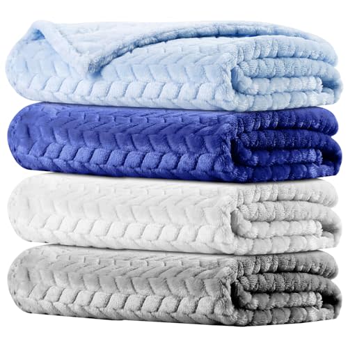Chumia 4 Pcs Baby Blanket Flannel Cozy Throw Fuzzy Soft Warm Blanket for Newborn Sherpa Fluffy Crib Swaddling Supplies Birthday Baby Shower(24 x 32 Inch,Multi Color)