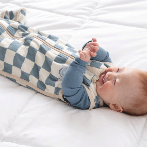 Bamboo Classic Sleep Sack (Non-weighted). Blueberry Checkerboard - Dreamland Baby | Maisonette