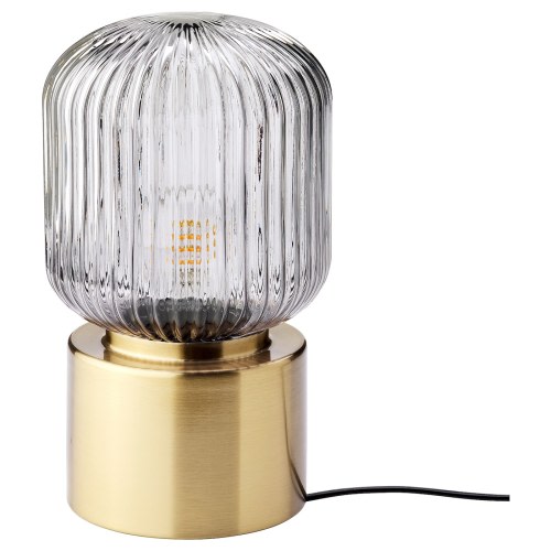 SOLKLINT Table lamp - brass/gray clear glass 11 "