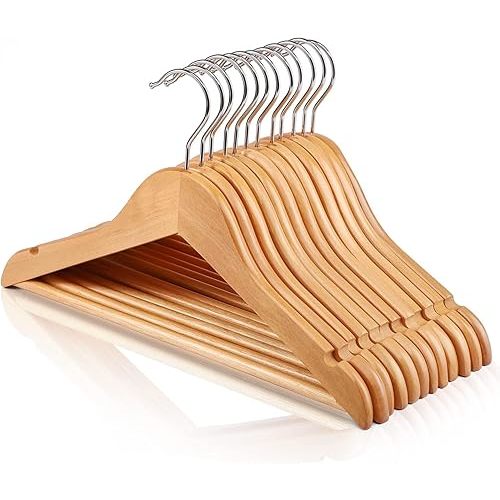 HOUSE DAY Wooden Baby Hangers for Closet 20 Pack, Kids Wooden Hangers Baby Clothes Hangers, 360° Swivel Hook Heavy Duty Toddler Hangers Baby Coat Hangers for Suits, Pants and Jackets, Natural