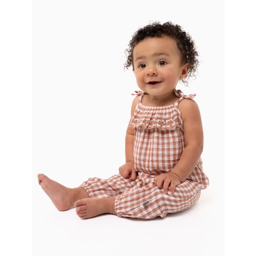 Modern Moments By Gerber Baby Girl Cotton Romper with Shoulder Straps, Sizes 0/3 Months-24 Months