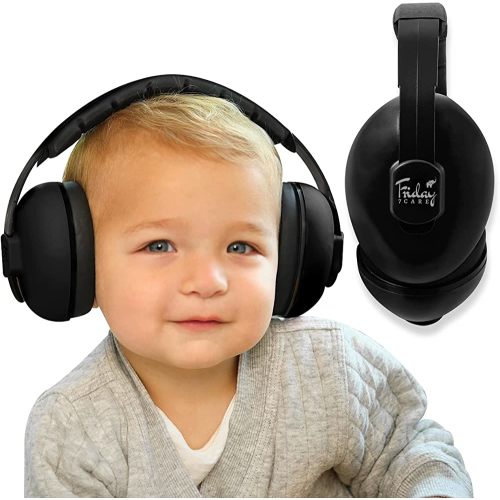 Friday 7Care Baby Ear Protection; Noise Cancelling Sound Proof Infant Headphones; Baby Travel Essential Baby Ear Muffs, Infant Noise Protection - Black