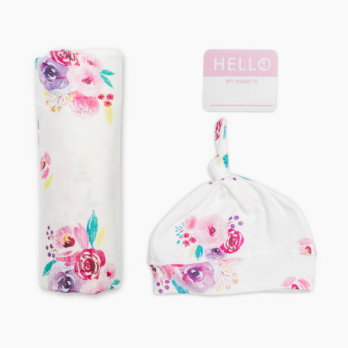 Swaddle & Knotted Hat - Posies