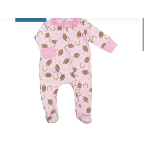 Kick Off! Print Ruffle Zip Footie - Pink