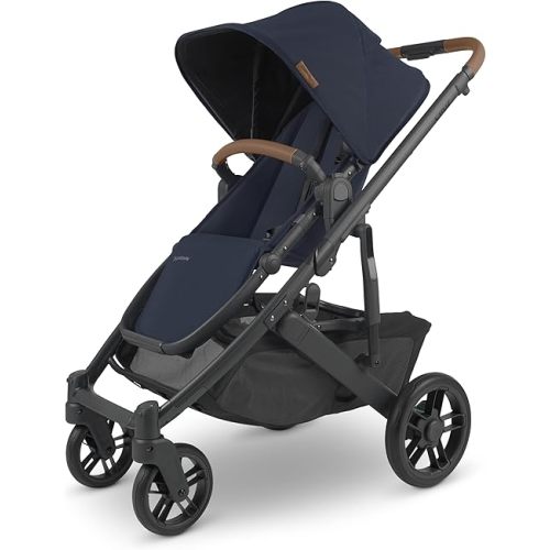 UPPAbaby Cruz V2 Stroller Full-Featured Stroller With Travel System Capabilities Toddler Seat, Bumper Bar, Bug Shield, Rain Shield Included Noa (Navy Carbon Frame Saddle Leather)