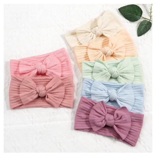 CÉLLOT 10 Colors Super Stretchy Soft Knot Baby Girl Headbands with Hair Bows Nylon Head Wrap For Newborn Baby Girls Infants Toddlers Kids