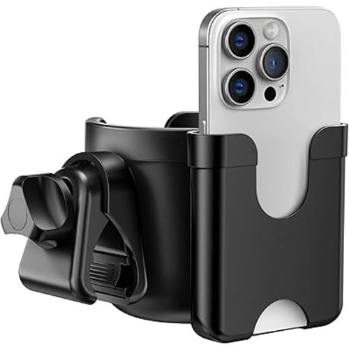Guiseapue Cup Holder for Walker: Stroller Cup Holder Attachment with Phone Holder, Wheelchair/Stroller Accessories for Uppababy, Nuna, Doona, Rollator, Bike, Scooter, Baby Travel Essential
