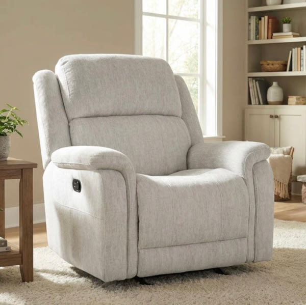 Juno Beige Fabric 39" Manual Rocker Recliner