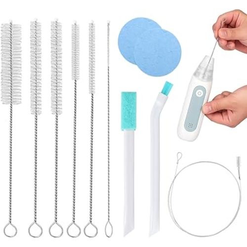 BUSOHA Straw Cleaner Brush kit for Baby Nose Sucker - 11 Piece Straw Cleaner for Nasal Aspirator All‑Angle Infant Nasal Aspirator Cleaning Set Deep Cleans Baby Nose Bulb & Tubing
