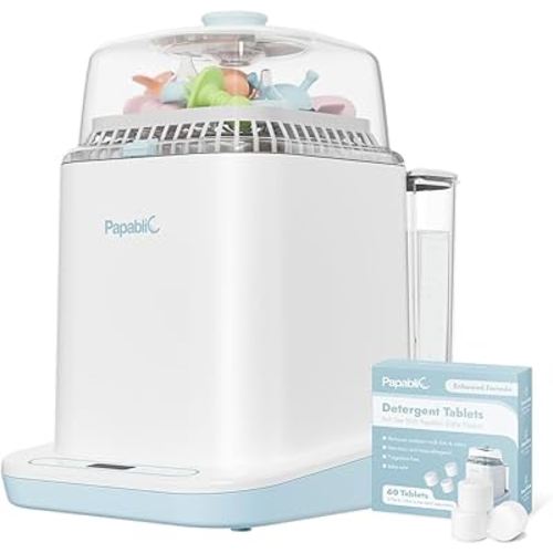 Papablic Bottle Washer Pro, Baby Bottle Washer & Sterilizer & Dryer, 4-in-1 Bottle Washer Sanitizer for Bottles, Pump Parts, & Baby Essentials - Quick & Clean with 60 Detergent Tablets