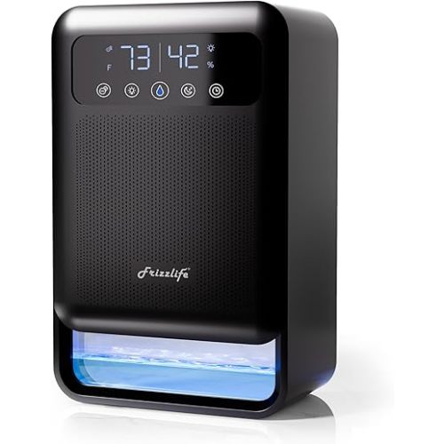 Frizzlife Dehumidifier With Air Purifier, 135oz Water Tank, Quiet Small Dehumidifiers With Sleep Mode For Home, Bedroom, Bathroom, Basement W/Auto Shut Off, 7 Colors LED Light, Black