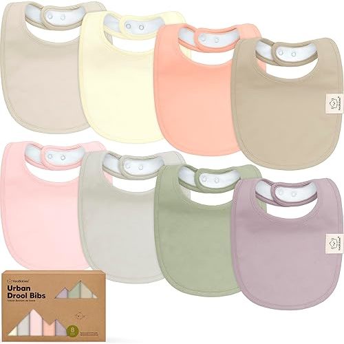 8-Pack Organic Baby Bibs for Boys, Girls - Soft Cotton Drooling and Teething Bibs for Baby Girl & Boy, Extra Absorbent, Easy To Clean & Put On for Toddler, Newborn, Infant 0-24 Months (Embrace)