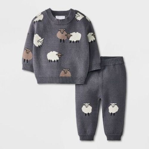 Grayson Mini Baby Sheep Sweater Set - Black Newborn