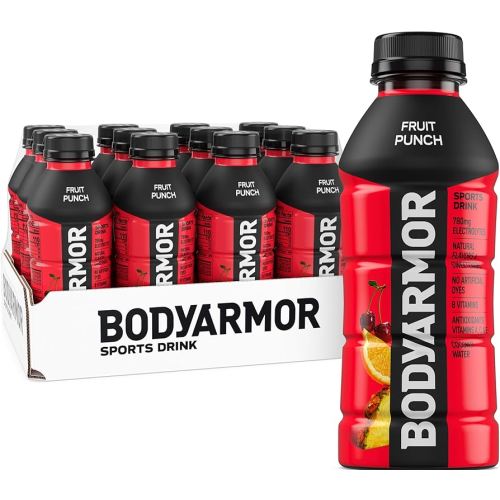 BODYARMOR Sports Drink Sports Beverage, Fruit Punch, Coconut Water Hydration, Natural Flavors With Vitamins, Potassium-Packed Electrolytes, Perfect For Athletes, 16 Fl Oz (Pack of 12)