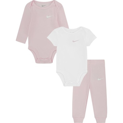 Baby Solid 3-Piece Bodysuits & Joggers Set, 9M, Pink Foam