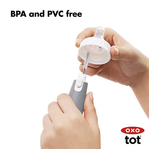 OXO Tot Bottle Brush with Nipple Cleaner and Stand - Gray - 1 Count (Pack of 1)