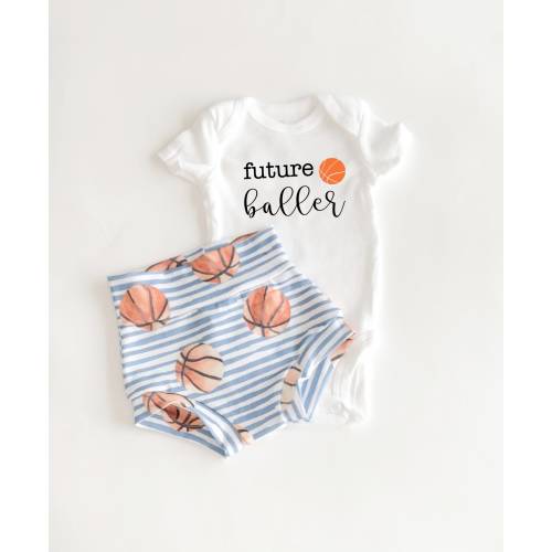 Basketball Baby Bummies Set, Future Baller Baby Bummies and Bodysuit, Newborn Baby Boy Outfit