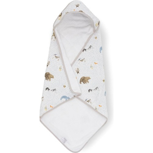 little unicorn Cotton Muslin & Terry Hooded Infant Towel, Party Animals